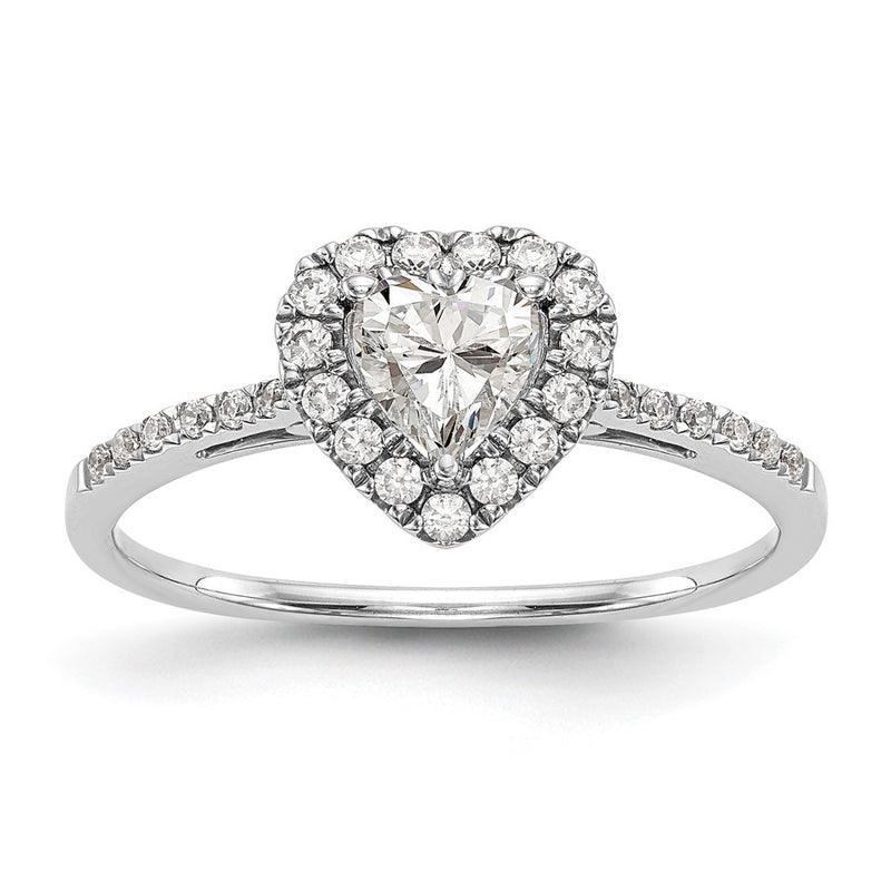 14K Rose Gold Heart Halo Diamond Semi Mount Engagement Ring