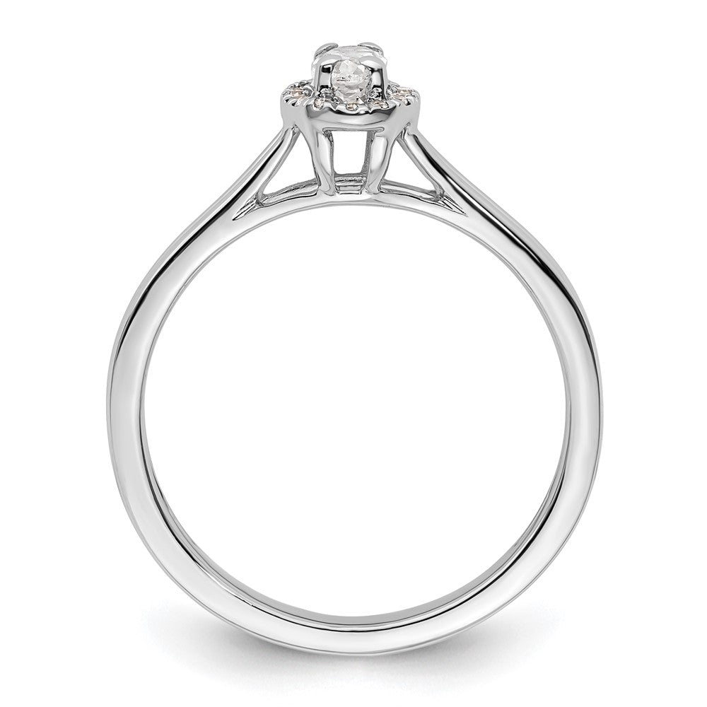 14k White Gold Oval Halo Simulated Diamond Split Shank Engagement Ring
