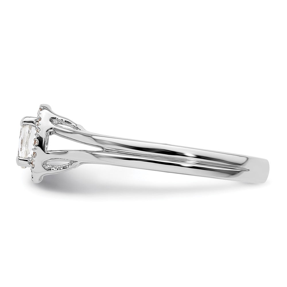 14k White Gold Oval Halo Simulated Diamond Split Shank Engagement Ring