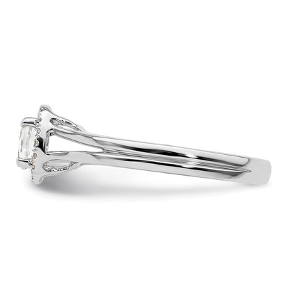 14k White Gold Oval Halo Simulated Diamond Split Shank Engagement Ring