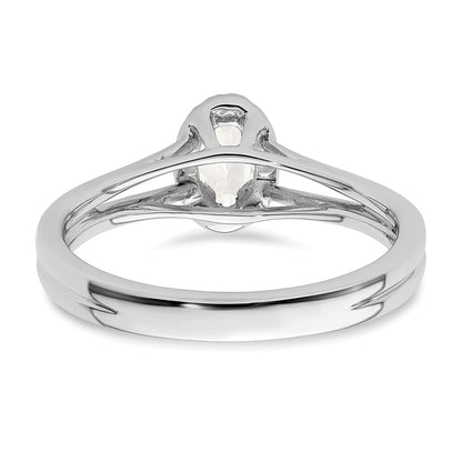 14k White Gold Oval Halo Simulated Diamond Split Shank Engagement Ring