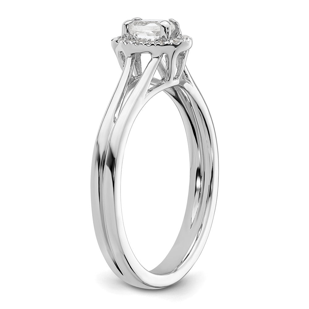 14k White Gold Oval Halo Simulated Diamond Split Shank Engagement Ring