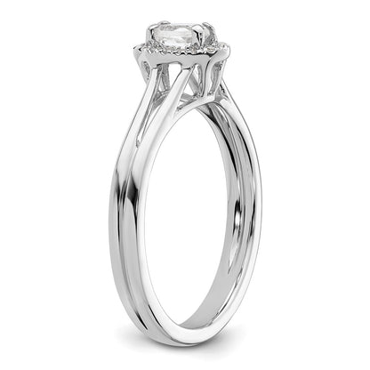 14k White Gold Oval Halo Simulated Diamond Split Shank Engagement Ring
