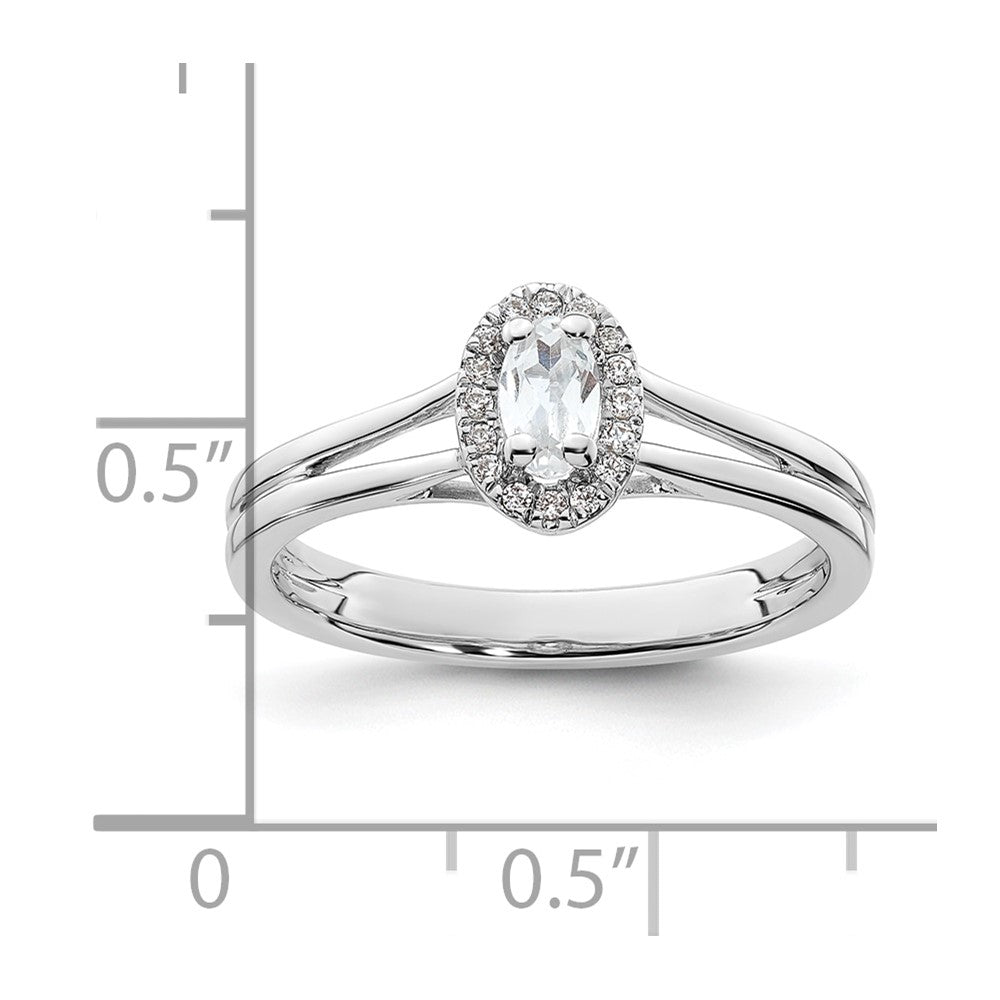14k White Gold Oval Halo Simulated Diamond Split Shank Engagement Ring