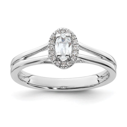 14k White Gold Oval Halo Simulated Diamond Split Shank Engagement Ring