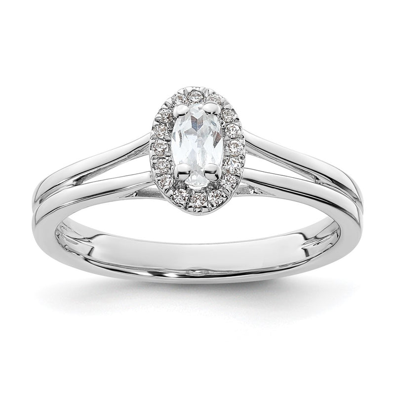 14k White Gold Oval Halo Simulated Diamond Split Shank Engagement Ring