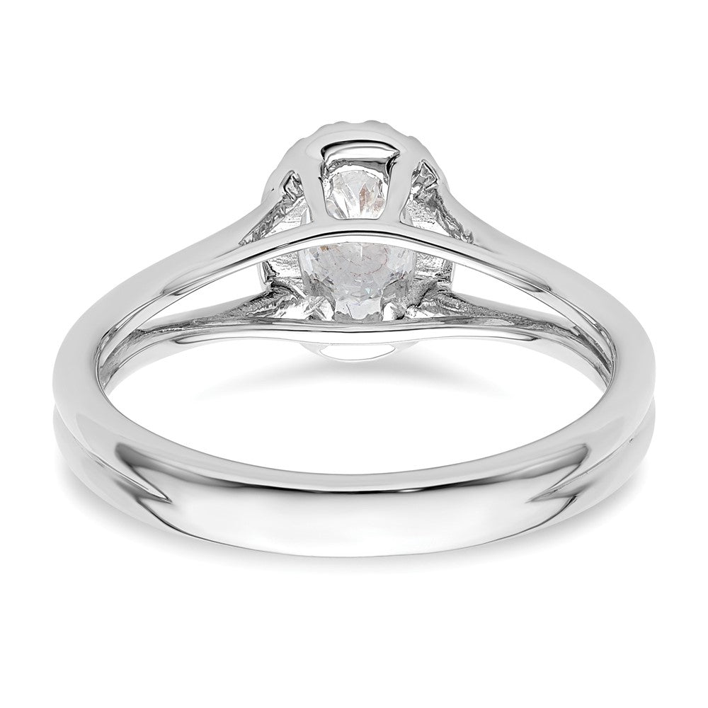14k White Gold Oval Halo Simulated Diamond Split Shank Engagement Ring