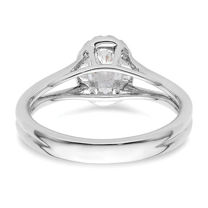 14k White Gold Oval Halo Simulated Diamond Split Shank Engagement Ring