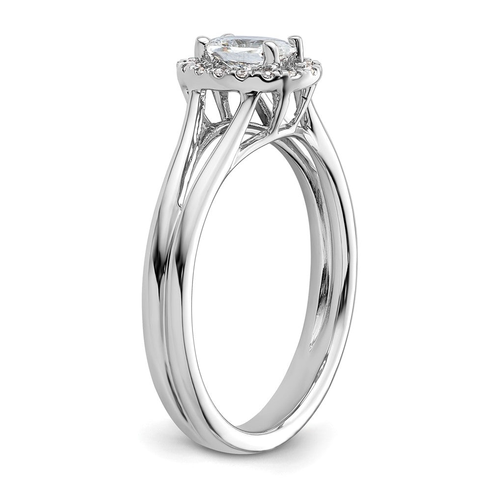 14k White Gold Oval Halo Simulated Diamond Split Shank Engagement Ring