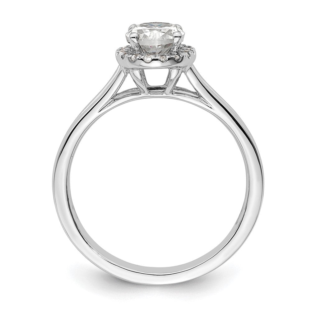 14k White Gold Oval Halo Simulated Diamond Split Shank Engagement Ring