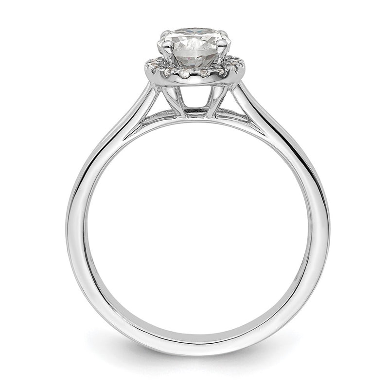 14k White Gold Oval Halo Simulated Diamond Split Shank Engagement Ring
