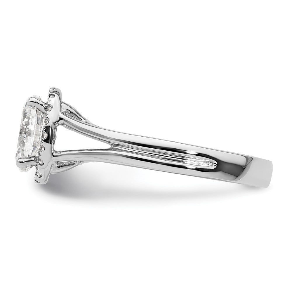 14k White Gold Oval Halo Simulated Diamond Split Shank Engagement Ring
