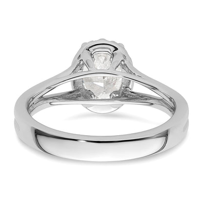 14k White Gold Oval Halo Simulated Diamond Split Shank Engagement Ring