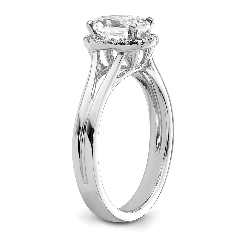 14k White Gold Oval Halo Simulated Diamond Split Shank Engagement Ring