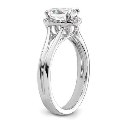 14k White Gold Oval Halo Simulated Diamond Split Shank Engagement Ring