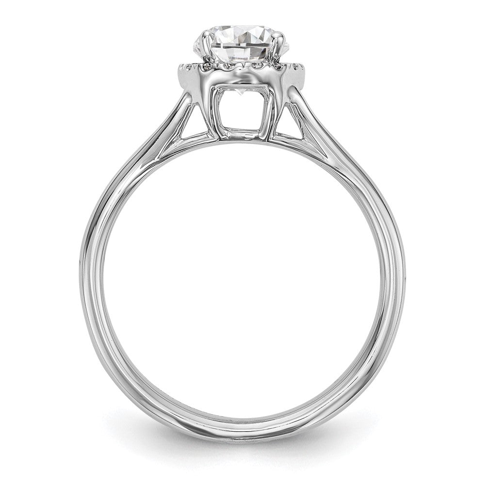 14k White Gold Halo Simulated Diamond Split Shank Engagement Ring