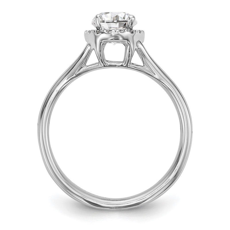 14k White Gold Halo Simulated Diamond Split Shank Engagement Ring