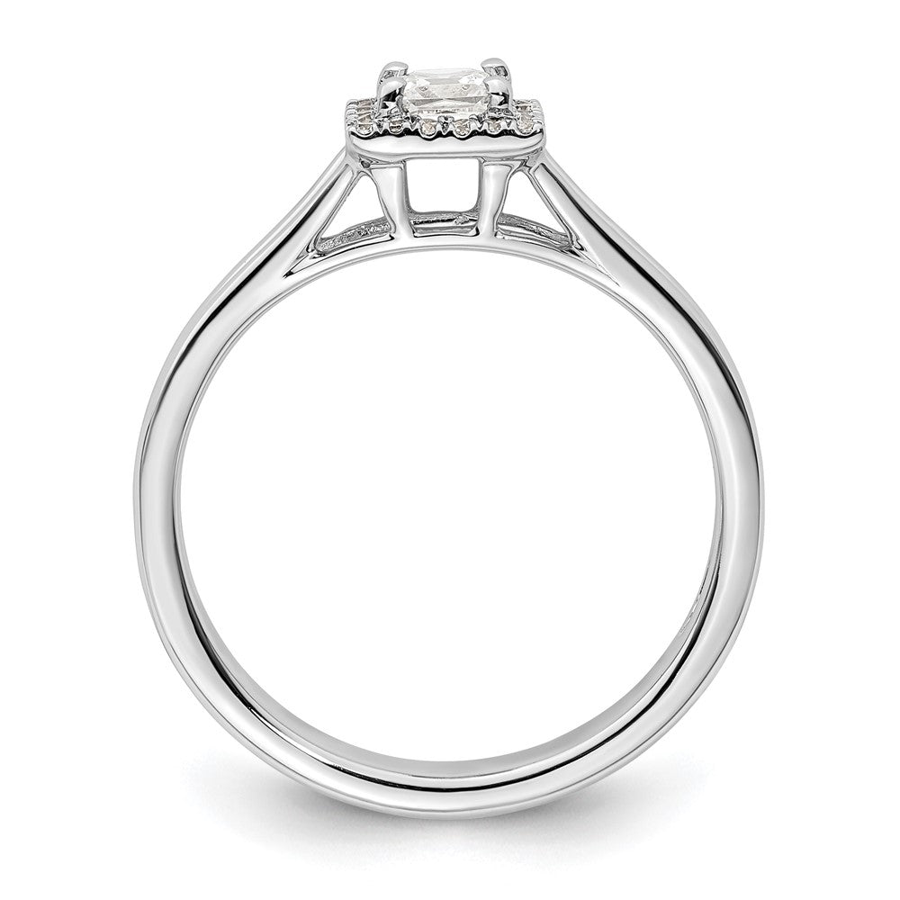 14kw Princess Halo Simulated Diamond Split Shank Engagement Ring