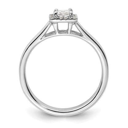 14kw Princess Halo Simulated Diamond Split Shank Engagement Ring