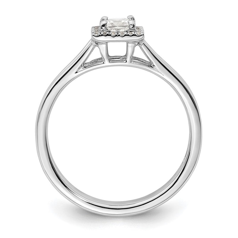 14kw Princess Halo Simulated Diamond Split Shank Engagement Ring