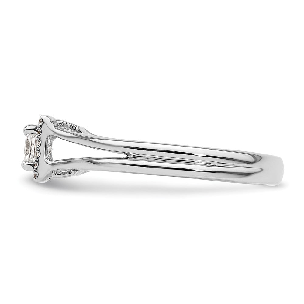 14kw Princess Halo Simulated Diamond Split Shank Engagement Ring
