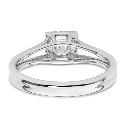 14kw Princess Halo Simulated Diamond Split Shank Engagement Ring