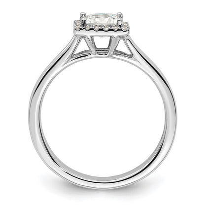 14kw Princess Halo Simulated Diamond Split Shank Engagement Ring