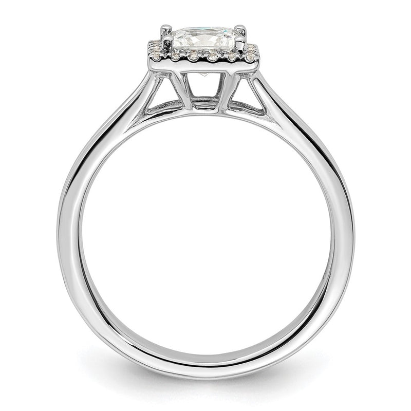 14kw Princess Halo Simulated Diamond Split Shank Engagement Ring