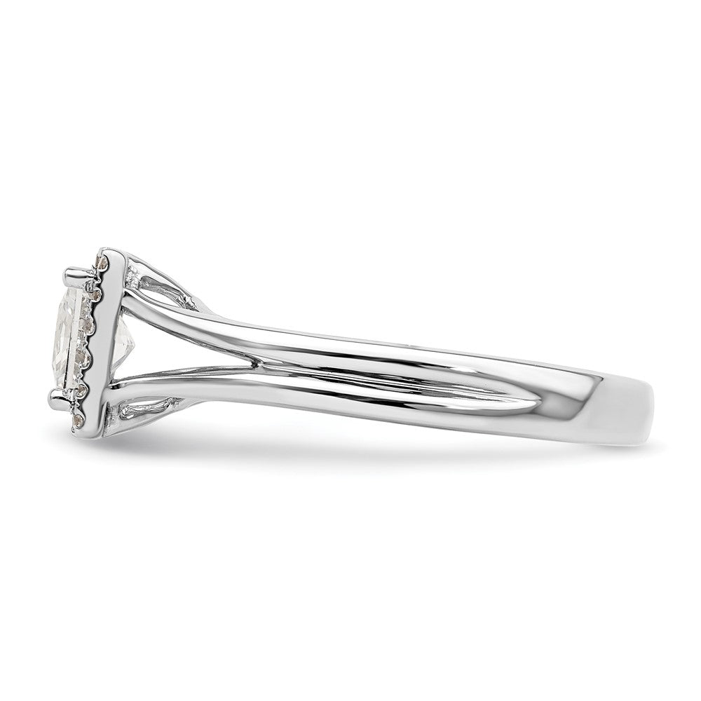 14kw Princess Halo Simulated Diamond Split Shank Engagement Ring