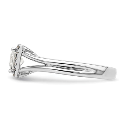 14kw Princess Halo Simulated Diamond Split Shank Engagement Ring