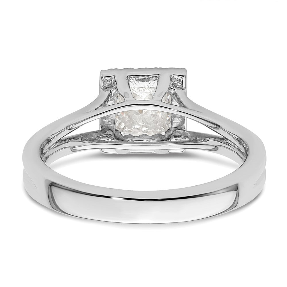 14kw Princess Halo Simulated Diamond Split Shank Engagement Ring