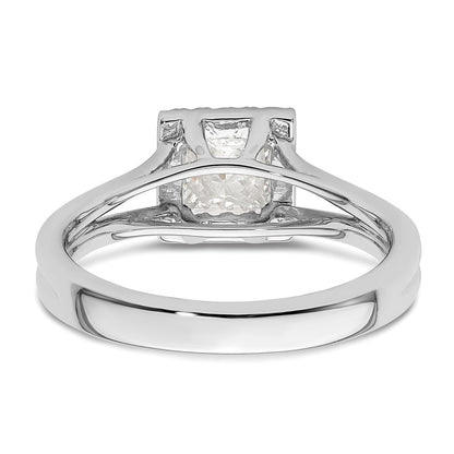 14kw Princess Halo Simulated Diamond Split Shank Engagement Ring