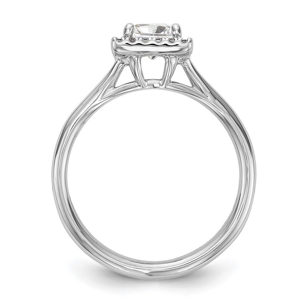 14kw Princess Halo Simulated Diamond Split Shank Engagement Ring
