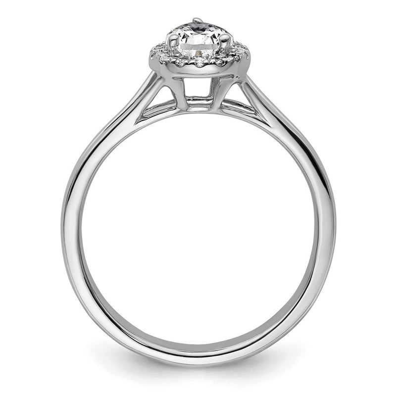 14kw Pear Halo Simulated Diamond Split Shank Engagement Ring