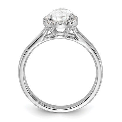 14kw Pear Halo Simulated Diamond Split Shank Engagement Ring