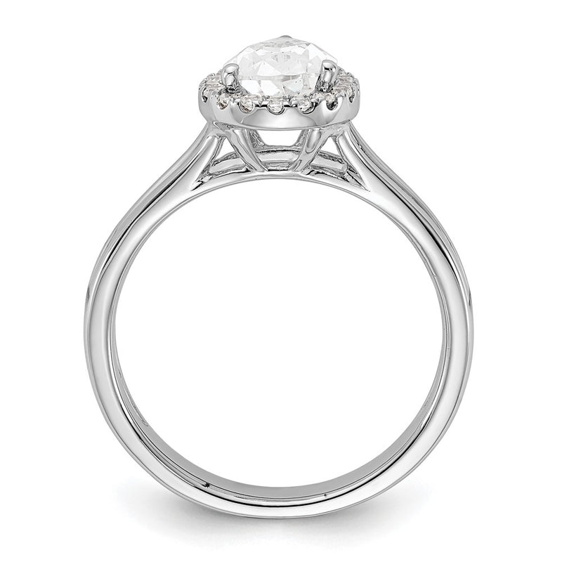 14kw Pear Halo Simulated Diamond Split Shank Engagement Ring