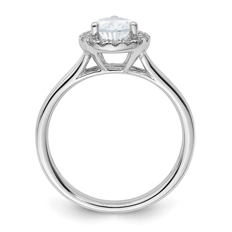 14kw Pear Halo Simulated Diamond Split Shank Engagement Ring