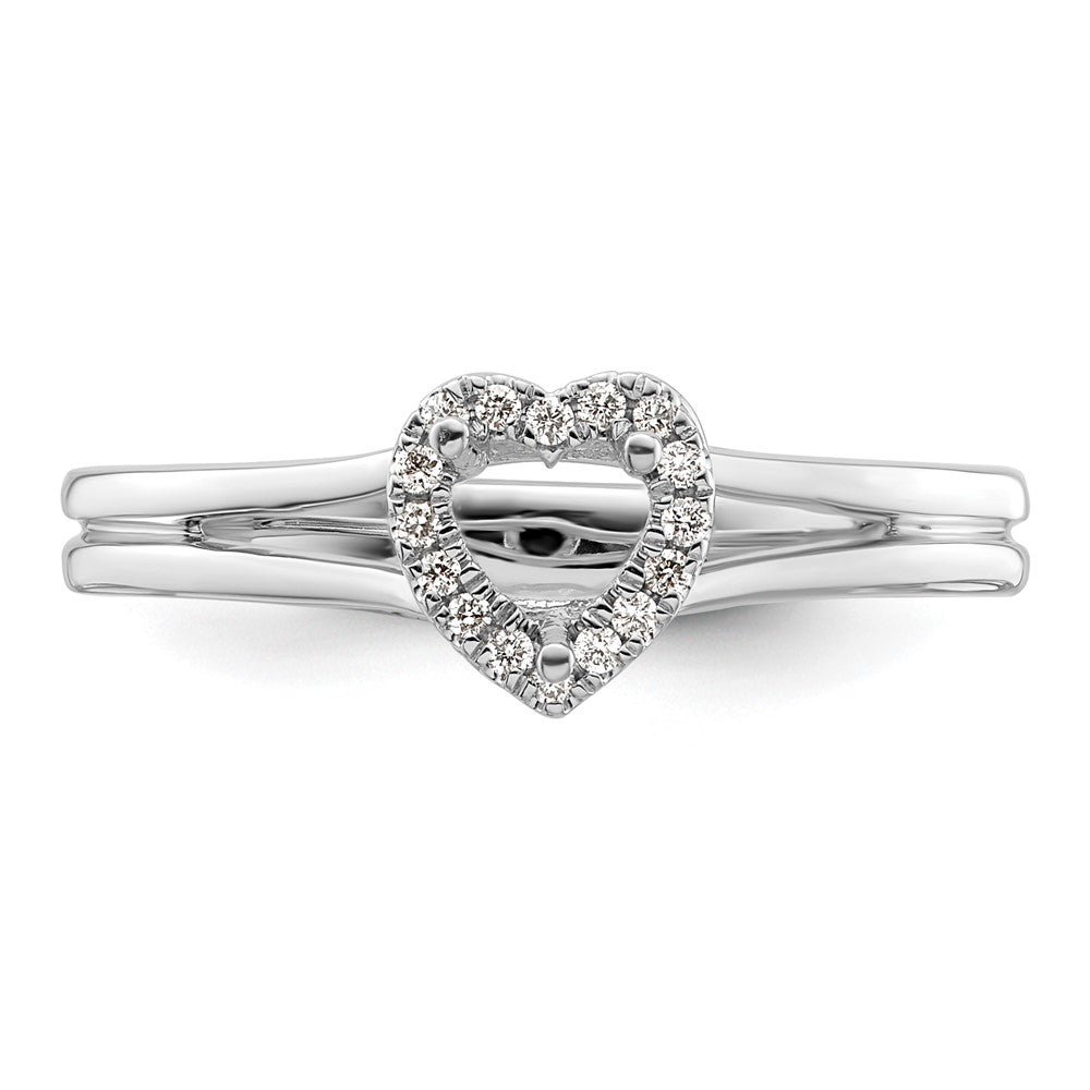 14kw Heart Halo Simulated Diamond Split Shank Engagement Ring