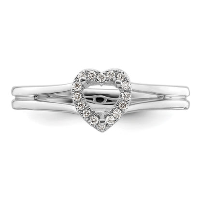 14kw Heart Halo Simulated Diamond Split Shank Engagement Ring