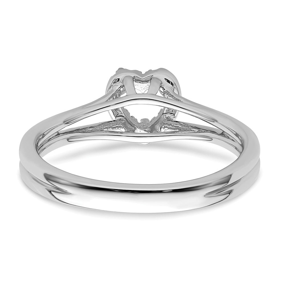 14kw Heart Halo Simulated Diamond Split Shank Engagement Ring