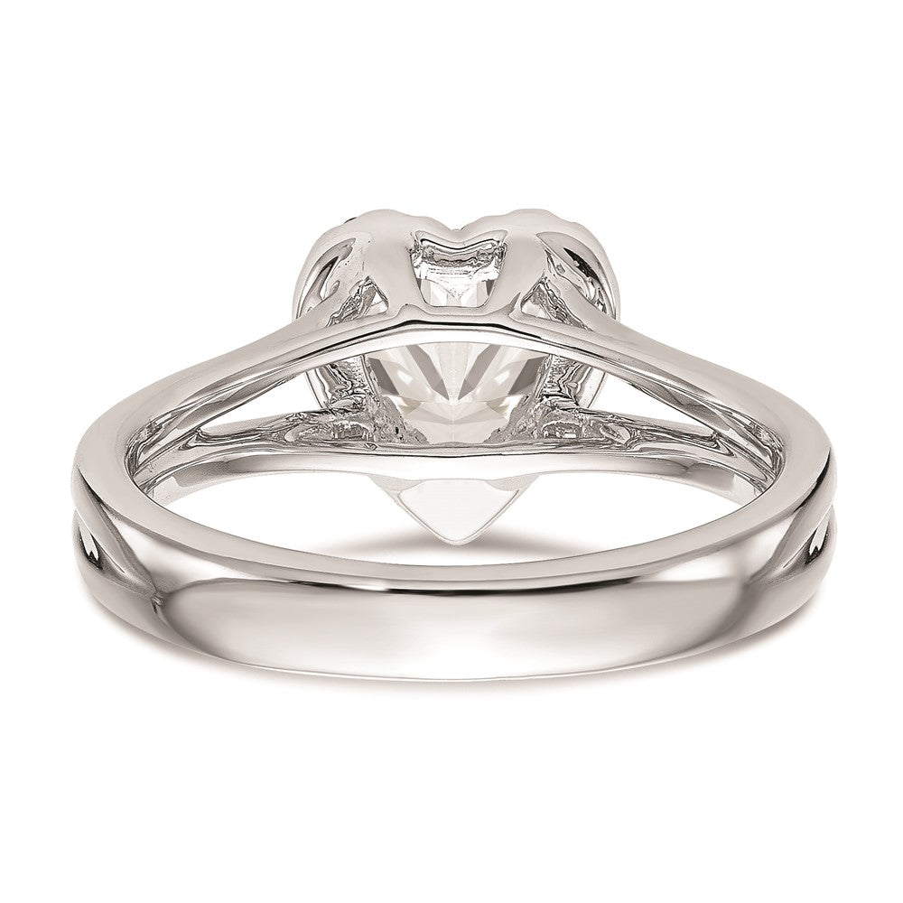 14kw Heart Halo Simulated Diamond Split Shank Engagement Ring