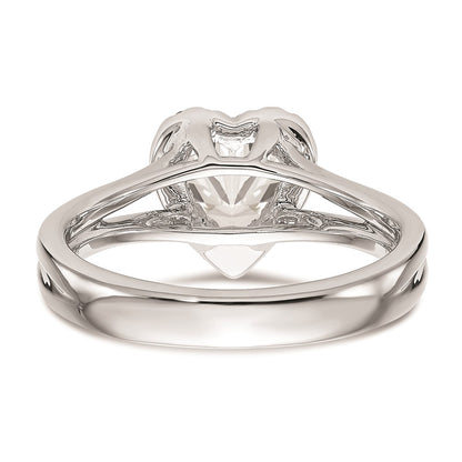 14kw Heart Halo Simulated Diamond Split Shank Engagement Ring