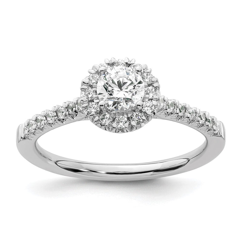 14kw Round Halo Simulated Diamond Engagement Ring