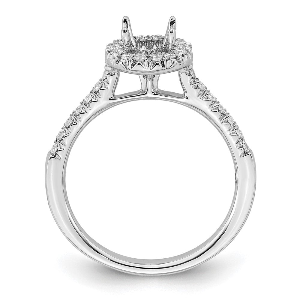 14kw Round Halo Simulated Diamond Engagement Ring