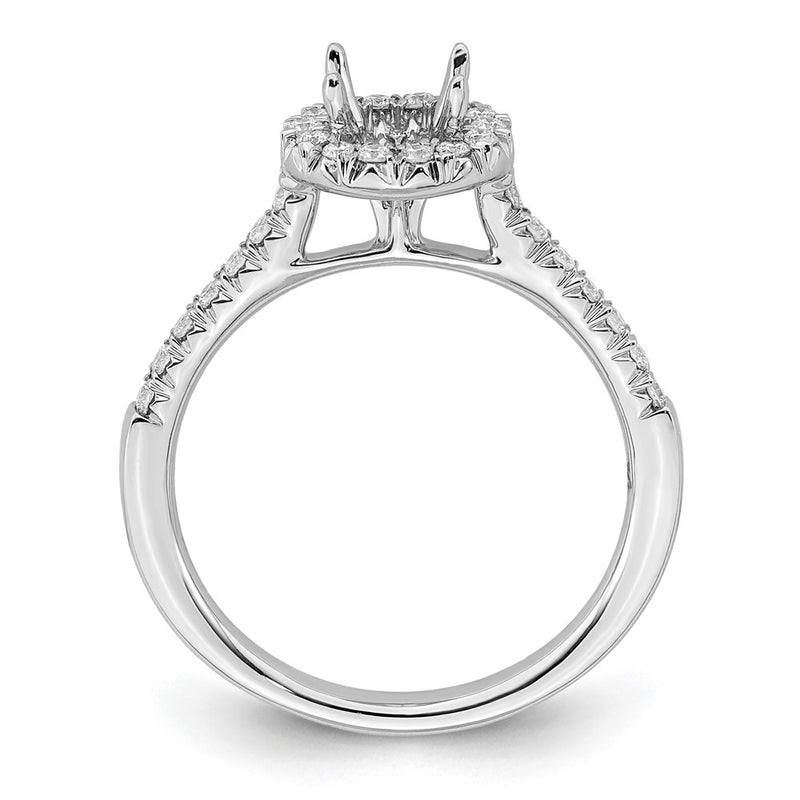 14kw Round Halo Simulated Diamond Engagement Ring
