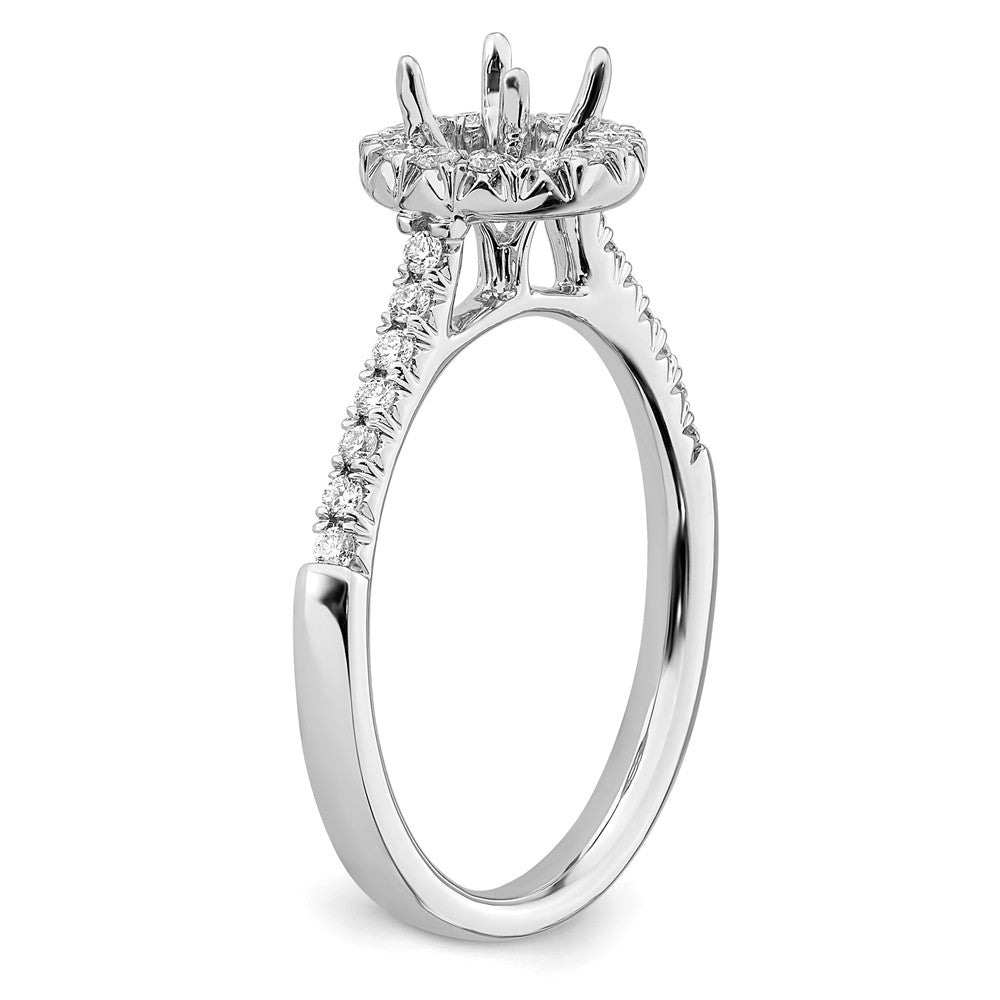 14k White Gold 3/4 Ct. Lab Grown Diamond VS/SI+ G+ Round Complete Size 5 Halo Engagement Ring