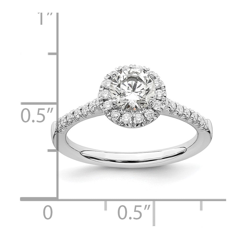 14kw Round Halo Simulated Diamond Engagement Ring