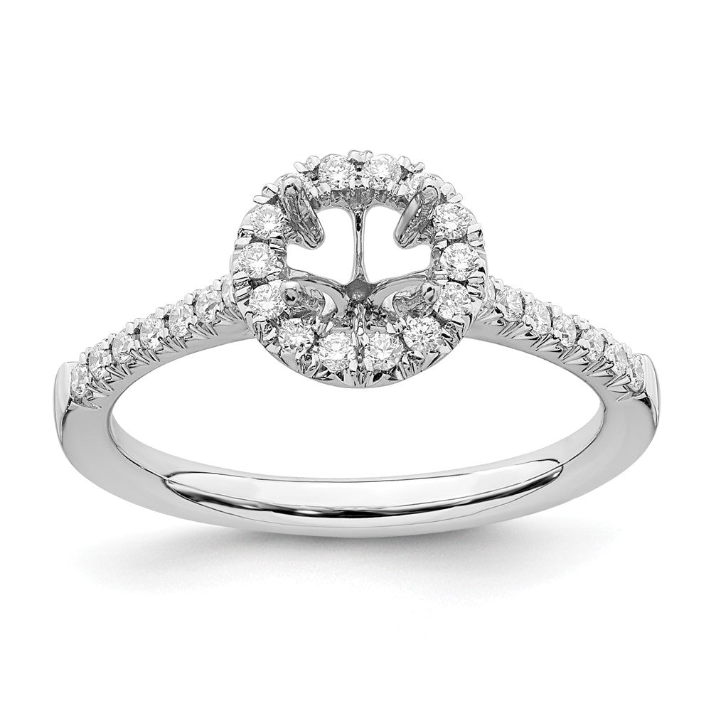 14k White Gold 3/4 Ct. Lab Grown Diamond VS/SI+ G+ Round Halo Engagement Ring