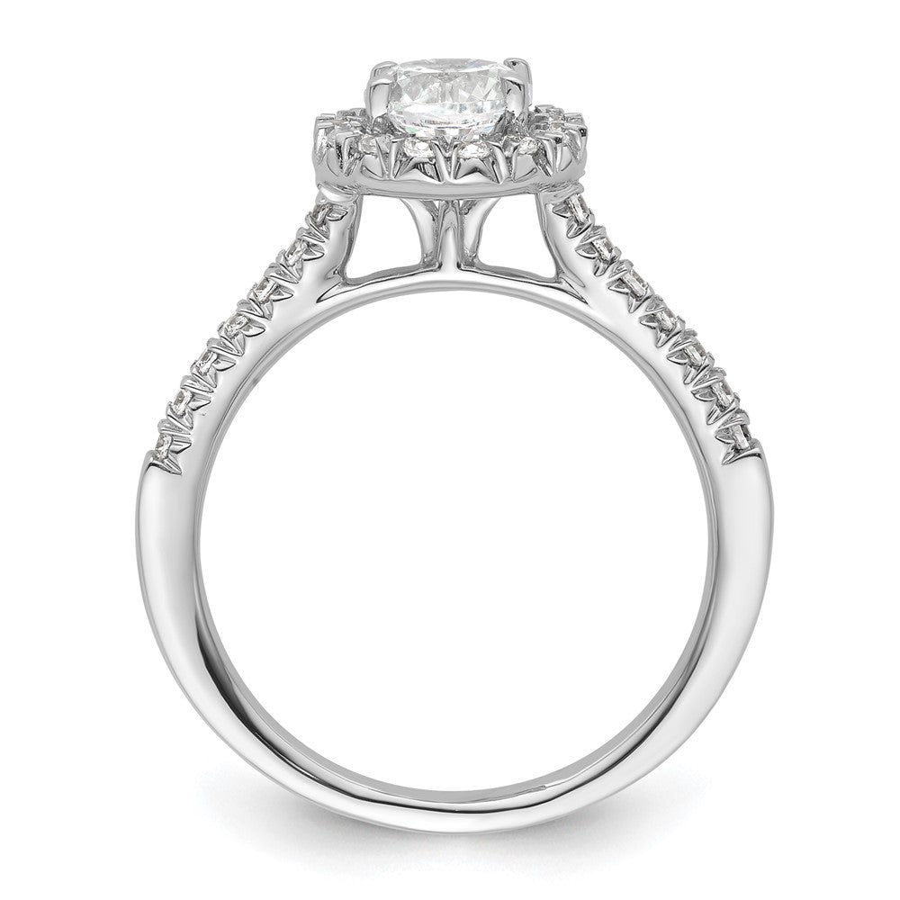 14kw Round Halo Simulated Diamond Engagement Ring