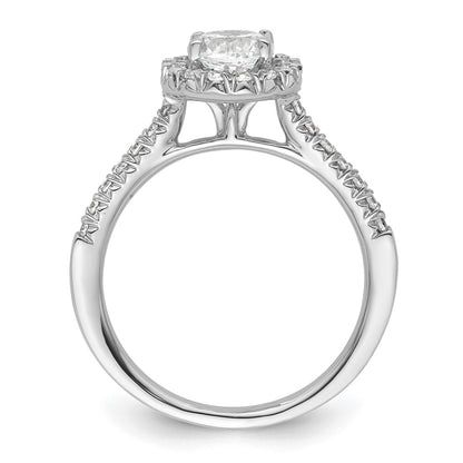 14kw Round Halo Simulated Diamond Engagement Ring